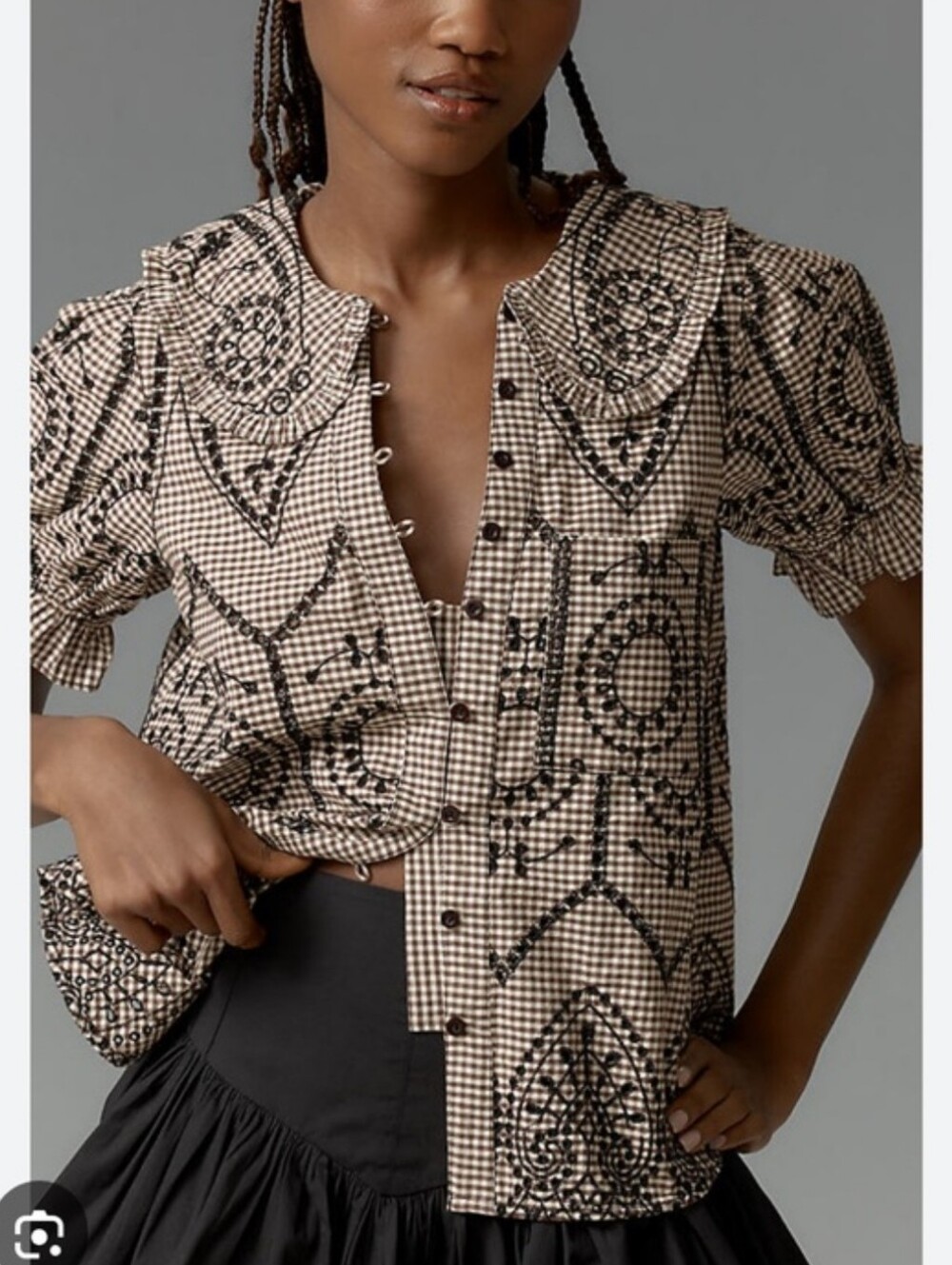 Anthropologie The Keira Gingham Blouse by Pilcro | - Picture 3 of 13